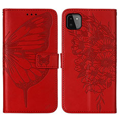 Coque Portefeuille Papillon Livre Cuir Etui Clapet Y01B pour Samsung Galaxy F42 5G Rouge