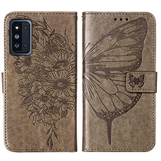 Coque Portefeuille Papillon Livre Cuir Etui Clapet Y01B pour Samsung Galaxy F52 5G Gris