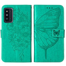Coque Portefeuille Papillon Livre Cuir Etui Clapet Y01B pour Samsung Galaxy F52 5G Vert