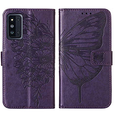 Coque Portefeuille Papillon Livre Cuir Etui Clapet Y01B pour Samsung Galaxy F52 5G Violet