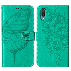 Coque Portefeuille Papillon Livre Cuir Etui Clapet Y01B pour Samsung Galaxy M02 Vert