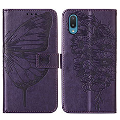 Coque Portefeuille Papillon Livre Cuir Etui Clapet Y01B pour Samsung Galaxy M02 Violet