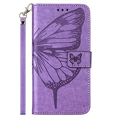 Coque Portefeuille Papillon Livre Cuir Etui Clapet Y01B pour Samsung Galaxy M53 5G Violet Clair
