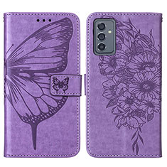 Coque Portefeuille Papillon Livre Cuir Etui Clapet Y01B pour Samsung Galaxy M54 5G Violet Clair