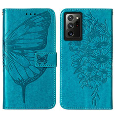 Coque Portefeuille Papillon Livre Cuir Etui Clapet Y01B pour Samsung Galaxy Note 20 Ultra 5G Bleu