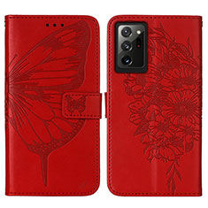 Coque Portefeuille Papillon Livre Cuir Etui Clapet Y01B pour Samsung Galaxy Note 20 Ultra 5G Rouge