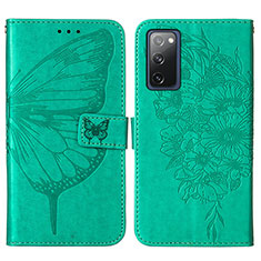 Coque Portefeuille Papillon Livre Cuir Etui Clapet Y01B pour Samsung Galaxy S20 FE 4G Vert