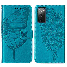 Coque Portefeuille Papillon Livre Cuir Etui Clapet Y01B pour Samsung Galaxy S20 Lite 5G Bleu