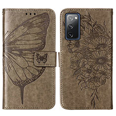 Coque Portefeuille Papillon Livre Cuir Etui Clapet Y01B pour Samsung Galaxy S20 Lite 5G Gris