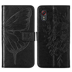 Coque Portefeuille Papillon Livre Cuir Etui Clapet Y01B pour Samsung Galaxy XCover 5 SM-G525F Noir