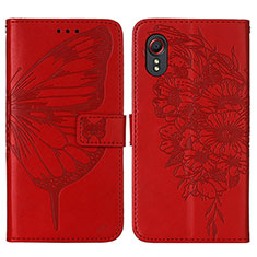 Coque Portefeuille Papillon Livre Cuir Etui Clapet Y01B pour Samsung Galaxy XCover 5 SM-G525F Rouge