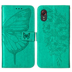Coque Portefeuille Papillon Livre Cuir Etui Clapet Y01B pour Samsung Galaxy XCover 5 SM-G525F Vert