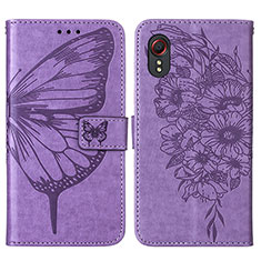 Coque Portefeuille Papillon Livre Cuir Etui Clapet Y01B pour Samsung Galaxy XCover 5 SM-G525F Violet Clair