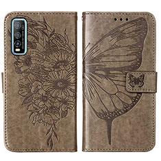 Coque Portefeuille Papillon Livre Cuir Etui Clapet Y01B pour Vivo iQOO U1 Gris