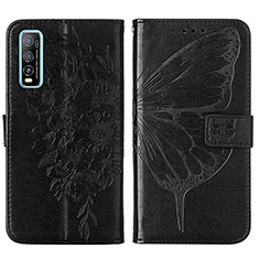 Coque Portefeuille Papillon Livre Cuir Etui Clapet Y01B pour Vivo iQOO U1 Noir