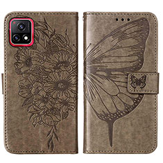 Coque Portefeuille Papillon Livre Cuir Etui Clapet Y01B pour Vivo iQOO U3 5G Gris