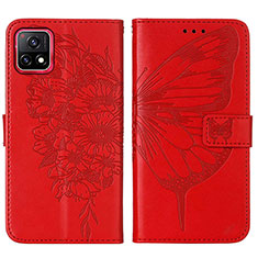 Coque Portefeuille Papillon Livre Cuir Etui Clapet Y01B pour Vivo iQOO U3 5G Rouge