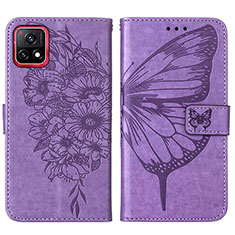 Coque Portefeuille Papillon Livre Cuir Etui Clapet Y01B pour Vivo iQOO U3 5G Violet Clair