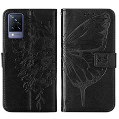 Coque Portefeuille Papillon Livre Cuir Etui Clapet Y01B pour Vivo V21 5G Noir