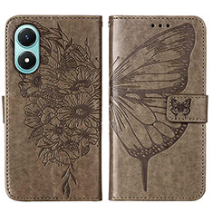 Coque Portefeuille Papillon Livre Cuir Etui Clapet Y01B pour Vivo Y02S Gris