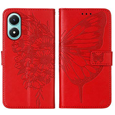 Coque Portefeuille Papillon Livre Cuir Etui Clapet Y01B pour Vivo Y02S Rouge