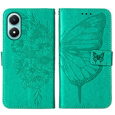 Coque Portefeuille Papillon Livre Cuir Etui Clapet Y01B pour Vivo Y02S Vert