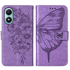 Coque Portefeuille Papillon Livre Cuir Etui Clapet Y01B pour Vivo Y02S Violet Clair