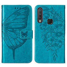 Coque Portefeuille Papillon Livre Cuir Etui Clapet Y01B pour Vivo Y11 Bleu