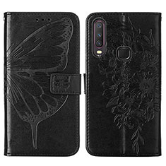 Coque Portefeuille Papillon Livre Cuir Etui Clapet Y01B pour Vivo Y11 Noir