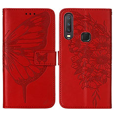 Coque Portefeuille Papillon Livre Cuir Etui Clapet Y01B pour Vivo Y11 Rouge