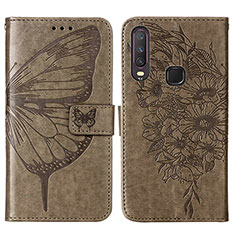 Coque Portefeuille Papillon Livre Cuir Etui Clapet Y01B pour Vivo Y12 Gris