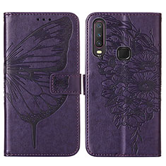 Coque Portefeuille Papillon Livre Cuir Etui Clapet Y01B pour Vivo Y17 Violet