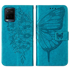 Coque Portefeuille Papillon Livre Cuir Etui Clapet Y01B pour Vivo Y21 Bleu