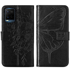 Coque Portefeuille Papillon Livre Cuir Etui Clapet Y01B pour Vivo Y21 Noir