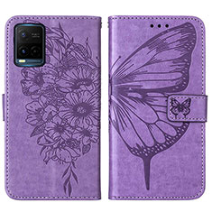 Coque Portefeuille Papillon Livre Cuir Etui Clapet Y01B pour Vivo Y21 Violet Clair