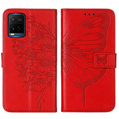 Coque Portefeuille Papillon Livre Cuir Etui Clapet Y01B pour Vivo Y21a Rouge