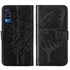 Coque Portefeuille Papillon Livre Cuir Etui Clapet Y01B pour Vivo Y31 (2021) Noir