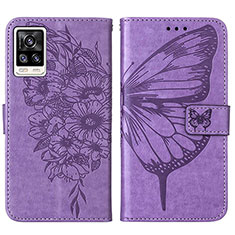 Coque Portefeuille Papillon Livre Cuir Etui Clapet Y01B pour Vivo Y73 (2021) Violet Clair