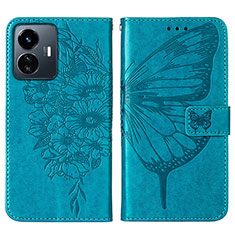 Coque Portefeuille Papillon Livre Cuir Etui Clapet Y01B pour Vivo Y77 5G Bleu