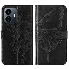 Coque Portefeuille Papillon Livre Cuir Etui Clapet Y01B pour Vivo Y77 5G Noir