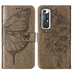 Coque Portefeuille Papillon Livre Cuir Etui Clapet Y01B pour Xiaomi Mi 10S 5G Gris