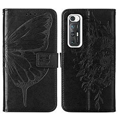 Coque Portefeuille Papillon Livre Cuir Etui Clapet Y01B pour Xiaomi Mi 10S 5G Noir