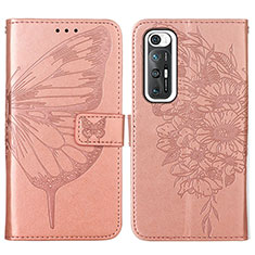 Coque Portefeuille Papillon Livre Cuir Etui Clapet Y01B pour Xiaomi Mi 10S 5G Or Rose