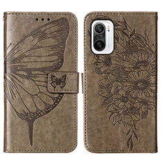 Coque Portefeuille Papillon Livre Cuir Etui Clapet Y01B pour Xiaomi Mi 11X 5G Gris