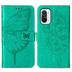 Coque Portefeuille Papillon Livre Cuir Etui Clapet Y01B pour Xiaomi Mi 11X Pro 5G Vert