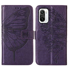 Coque Portefeuille Papillon Livre Cuir Etui Clapet Y01B pour Xiaomi Redmi K40 Pro+ Plus 5G Violet