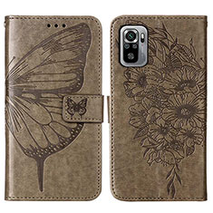 Coque Portefeuille Papillon Livre Cuir Etui Clapet Y01B pour Xiaomi Redmi Note 10S 4G Gris