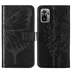 Coque Portefeuille Papillon Livre Cuir Etui Clapet Y01B pour Xiaomi Redmi Note 10S 4G Noir