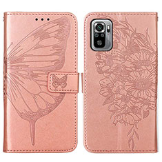 Coque Portefeuille Papillon Livre Cuir Etui Clapet Y01B pour Xiaomi Redmi Note 11 SE India 4G Or Rose