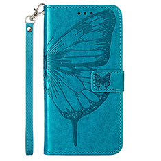 Coque Portefeuille Papillon Livre Cuir Etui Clapet Y02B pour Samsung Galaxy A03s Bleu